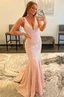 Load image into Gallery viewer, Blue Sequins Mermaid Prom Dress