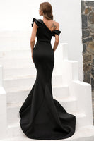 Load image into Gallery viewer, One Shoulder Mermaid Burgundy Prom Dress