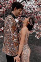 Load image into Gallery viewer, Sparkly Champagne Shawl Lapel One Button 2-Piece Men's Prom Suits