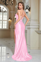 Load image into Gallery viewer, Fuchsia Mermaid Spaghetti Straps Long Prom Dress With Slit