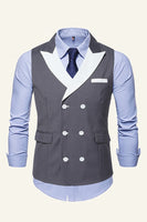 Load image into Gallery viewer, Grey Peak Lapel Double Breasted Men's Suit Vest