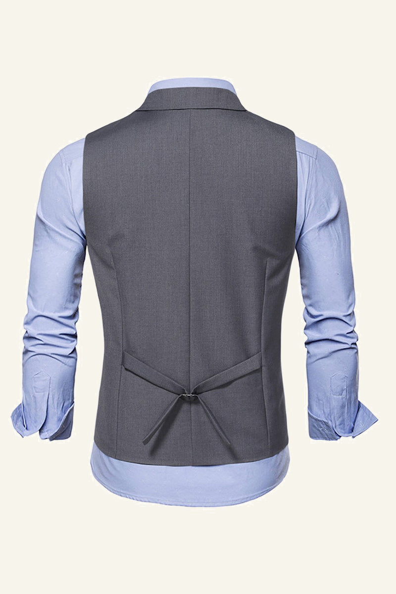 Load image into Gallery viewer, Grey Peak Lapel Double Breasted Men's Suit Vest