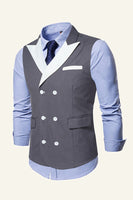 Load image into Gallery viewer, Grey Peak Lapel Double Breasted Men's Suit Vest