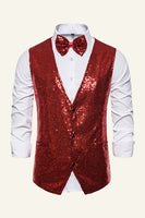Load image into Gallery viewer, Sparkly Golden Lapel Sequins Men's Vest with Bow Tie