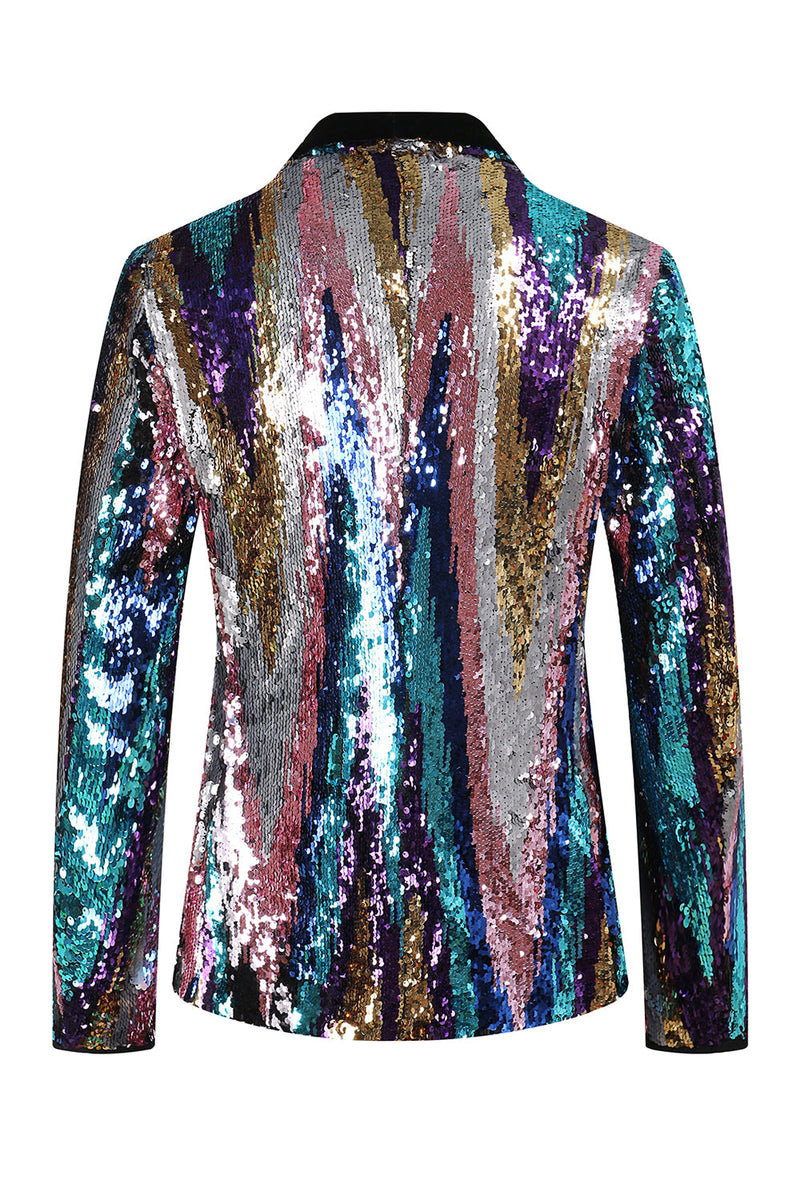 Queendancer Glitter Multi Color Sequins 2 Piece Men Prom Suits