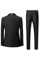 Load image into Gallery viewer, Black Satin Shawl Lapel 3-Pieces Men's Suits