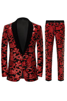 Load image into Gallery viewer, Glitter Red Sequins 2 Piece Men's Suits
