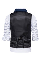Load image into Gallery viewer, Single Breasted Lapel Navy Men's Suit Vest