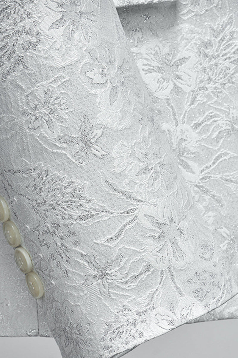 Load image into Gallery viewer, White Jacquard Shawl Lapel 3 Pieces Men's Suits