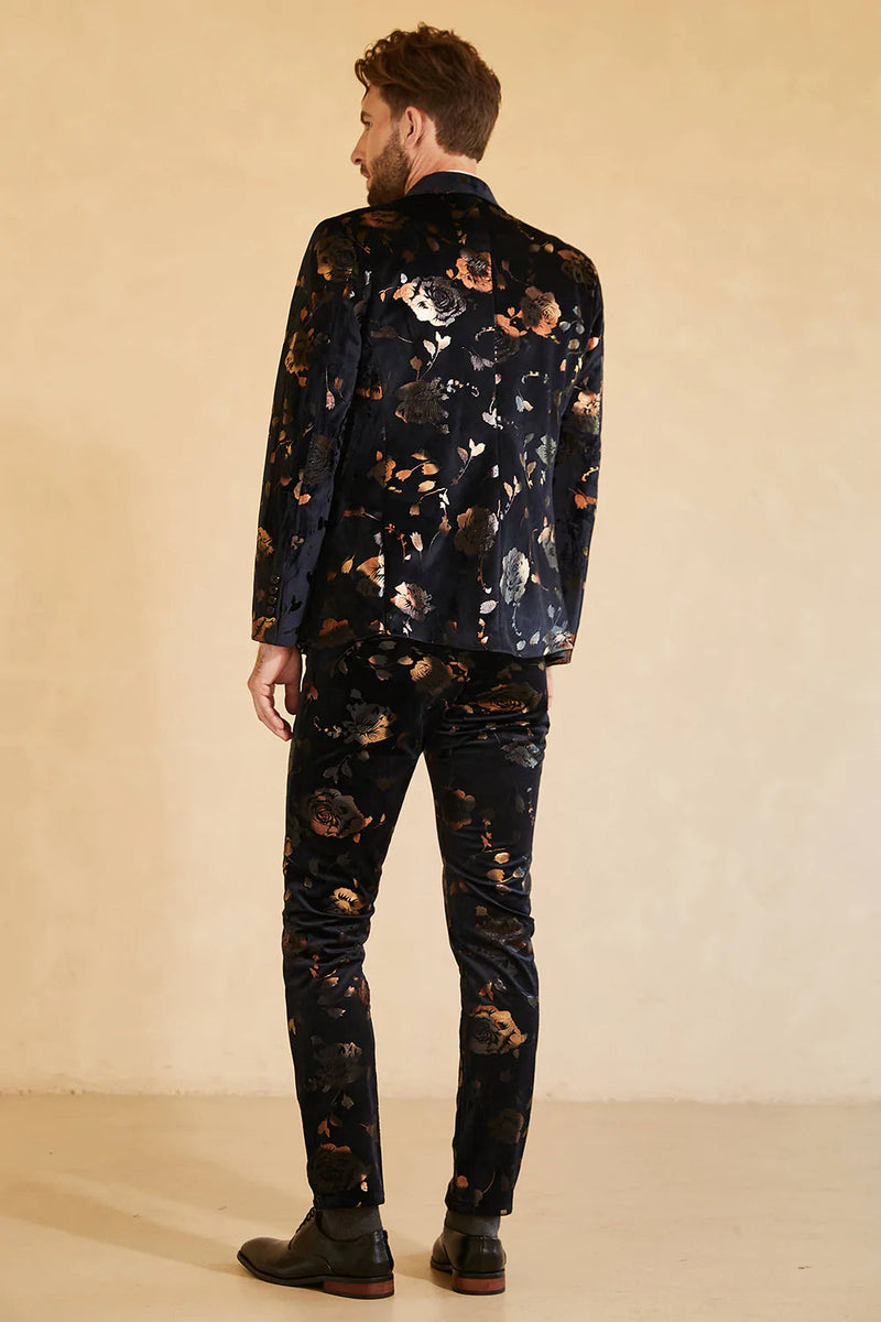 Load image into Gallery viewer, Notched Lapel Double Breasted Black Men's Wedding Suits