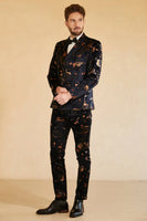 Load image into Gallery viewer, Notched Lapel Double Breasted Black Men's Wedding Suits