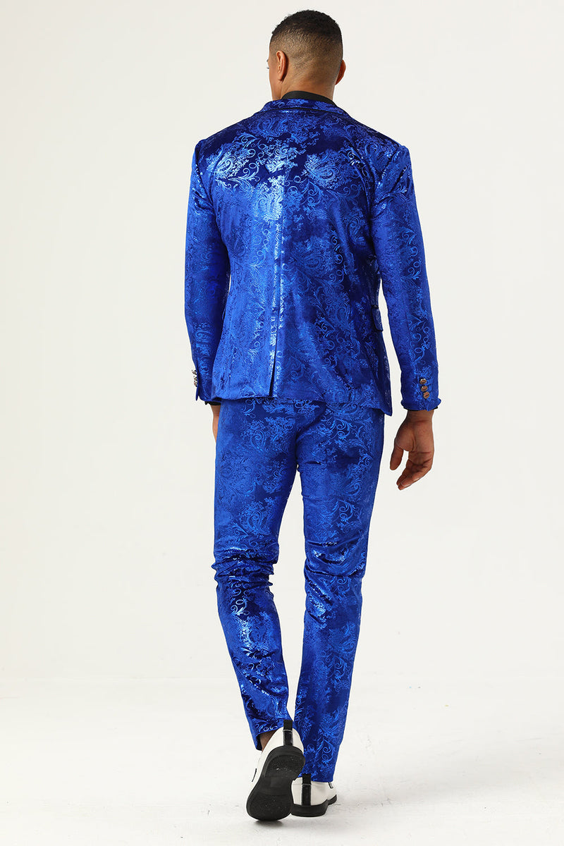 Load image into Gallery viewer, Sparkly Royal Blue Sequins 3 Piece Men's Prom Suits