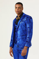 Load image into Gallery viewer, Sparkly Royal Blue Sequins 3 Piece Men's Prom Suits