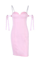 Load image into Gallery viewer, Cold Shoulder Bodycon Pink Party Dress with Beading