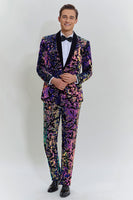 Load image into Gallery viewer, Sparkly Purple Sequins Shawl Lapel Men Two-Piece Suit