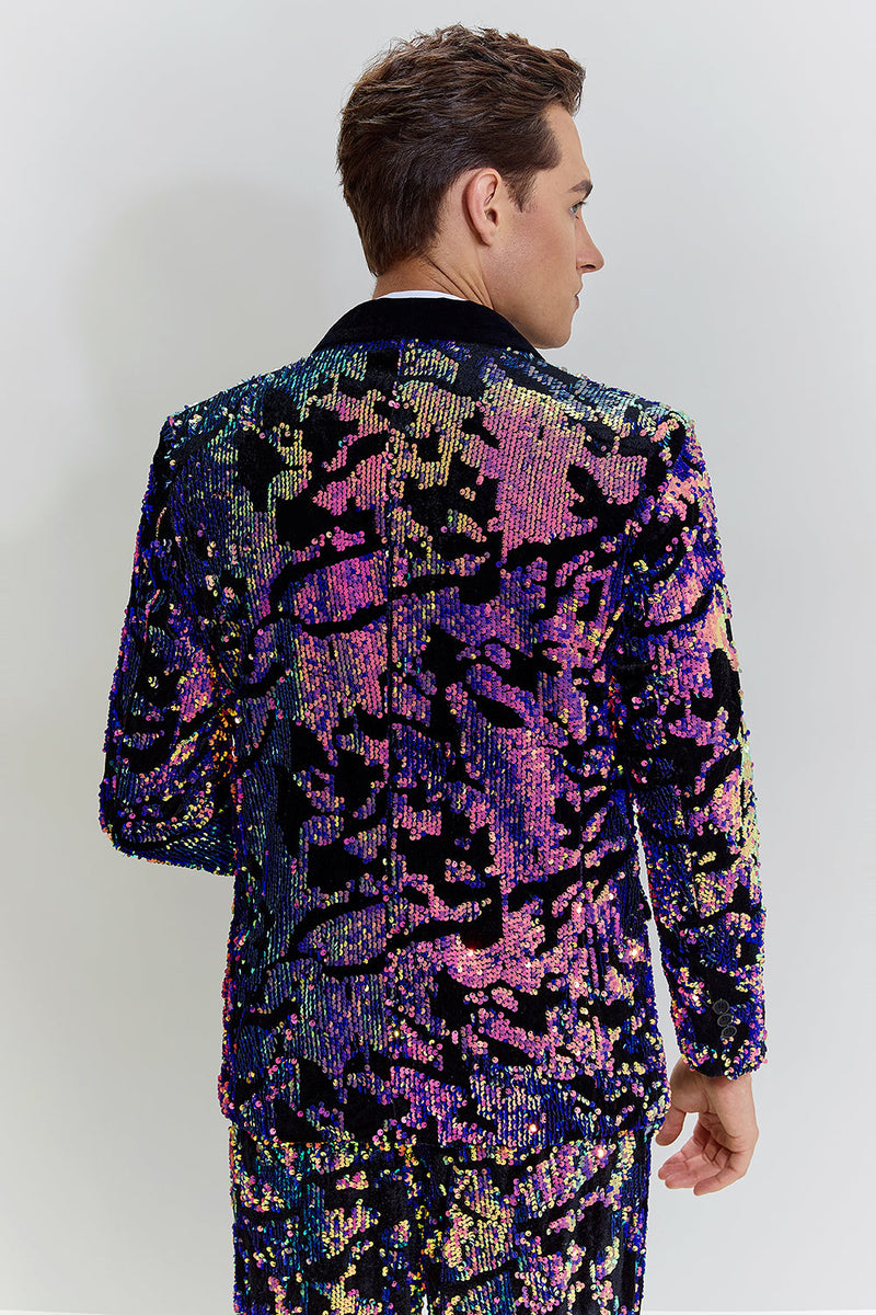 Load image into Gallery viewer, Sparkly Purple Sequins Shawl Lapel Men Two-Piece Suit