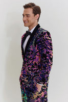 Load image into Gallery viewer, Sparkly Purple Sequins Shawl Lapel Men Two-Piece Suit