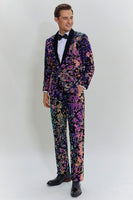 Load image into Gallery viewer, Sparkly Purple Sequins Shawl Lapel Men Two-Piece Suit