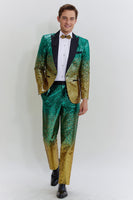Load image into Gallery viewer, Gold Green Men's 2 Piece Notched Lapel Sequins Suits