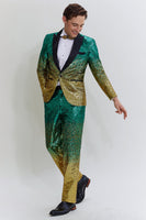 Load image into Gallery viewer, Gold Green Men's 2 Piece Notched Lapel Sequins Suits