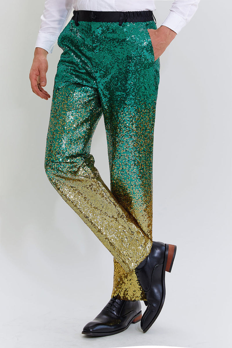 Load image into Gallery viewer, Gold Green Men's 2 Piece Notched Lapel Sequins Suits