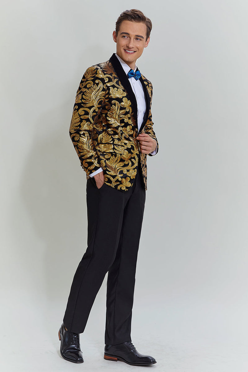 Load image into Gallery viewer, Gold Men's Blazer Slim Fit Solid One Button Business Suit Jacket