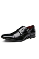 Load image into Gallery viewer, Black Monk Strap Men's Leather Slip-On Dress Shoes