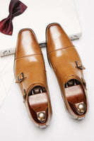 Load image into Gallery viewer, Black Monk Strap Men's Leather Slip-On Dress Shoes