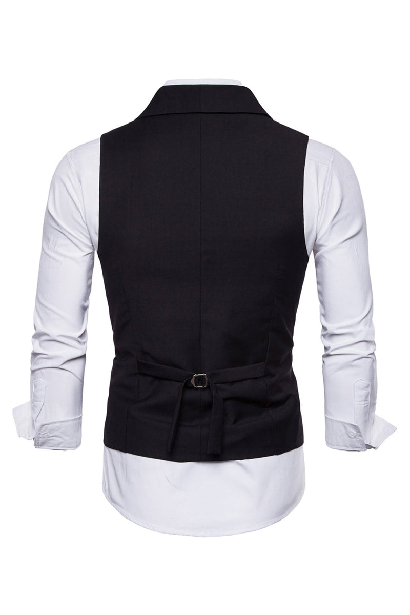 Queendancer Black Double Breasted Shawl Lapel Men s Suit Vest