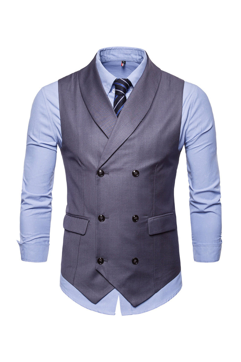Load image into Gallery viewer, Black Double Breasted Shawl Lapel Men's Suit Vest