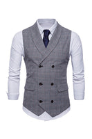 Load image into Gallery viewer, Grey Pinstripe Double Breasted Shawl Lapel Men's Suit Vest