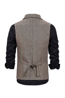 Load image into Gallery viewer, Brown Tweed Single Breasted Notched Lapel Men's Suit Vest