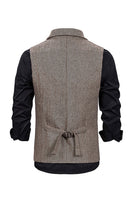 Load image into Gallery viewer, Brown Tweed Single Breasted Notched Lapel Men's Suit Vest