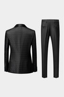 Load image into Gallery viewer, Black Shawl Lapel Jacquard 3 Pieces Men's Suits