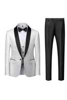 Load image into Gallery viewer, Black Shawl Lapel Jacquard 3 Pieces Men's Suits