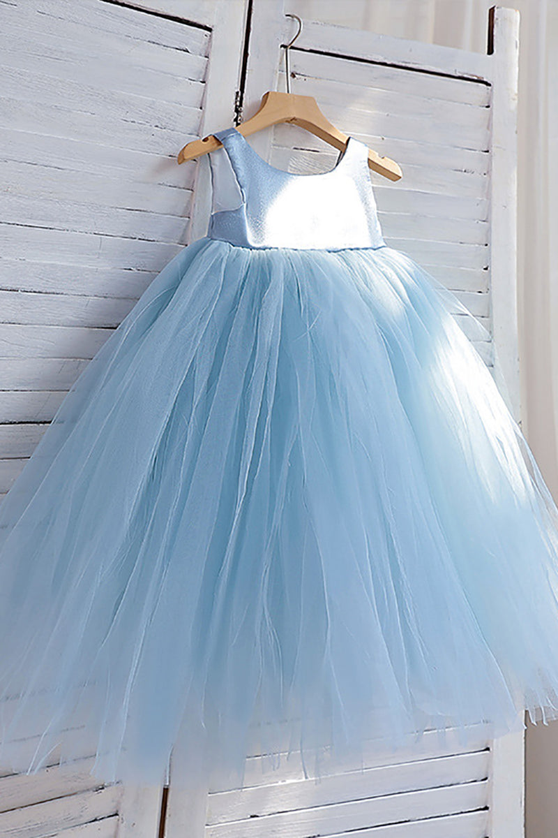 Queendancer Tulle Light Blue Flower Girl Dress A-Line Boat Neck Sleeveless Wedding Girl Dress queendanceruk Queendancer Tulle Light Blue Flower Girl Dress A-Line Boat Neck Sleeveless Wedding Girl Dress queendanceruk