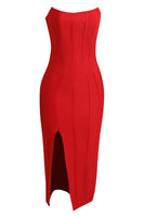 Load image into Gallery viewer, Red Bodycon Midi Semi Prom Party Dress