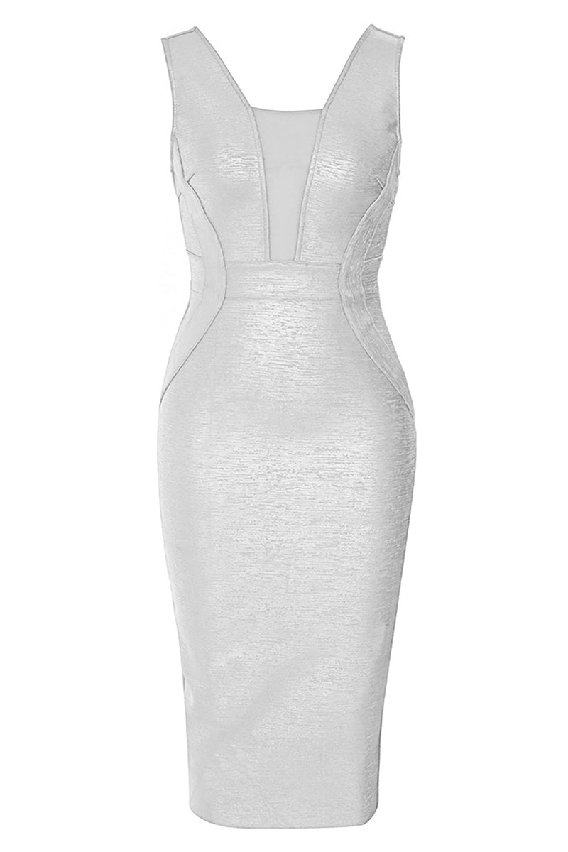 Load image into Gallery viewer, Royal Blue Illusion V-Neck Semi Prom Dress