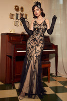 Load image into Gallery viewer, Red Sequins V-neck Spaghetti Straps Long 1920s Dress