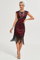 Load image into Gallery viewer, Sparkly Black Beaded Tassels 1920s Gatsby Dress
