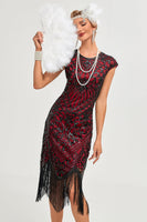 Load image into Gallery viewer, Sparkly Black Beaded Tassels 1920s Gatsby Dress