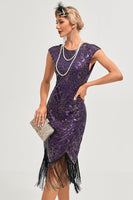 Load image into Gallery viewer, Sparkly Black Beaded Tassels 1920s Gatsby Dress