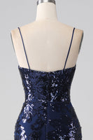 Load image into Gallery viewer, Shimmering Sequin Mermaid Spaghetti Strap Prom Dress with Slit
