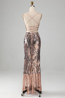 Load image into Gallery viewer, Sparkly Two-piece Sheath Prom Dress with Fringes