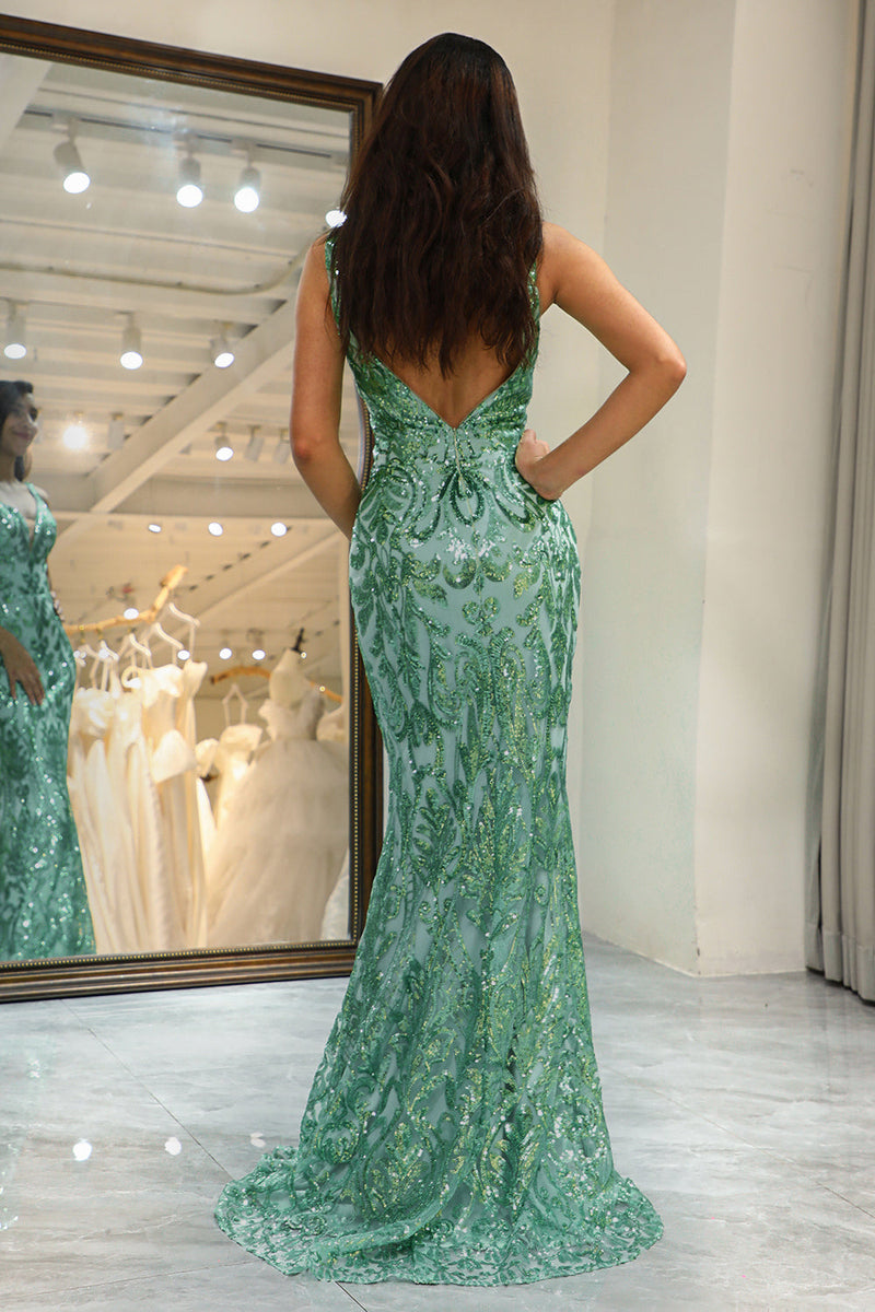 Queendancer Women Green Long Prom Dress Glitter Mermaid Appliqued Formal Dress queendanceruk Queendancer Women Green Long Prom Dress Glitter Mermaid Appliqued Formal Dress queendanceruk