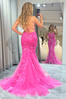 Load image into Gallery viewer, Fuchsia Mermaid Long Prom Dress With Appliques
