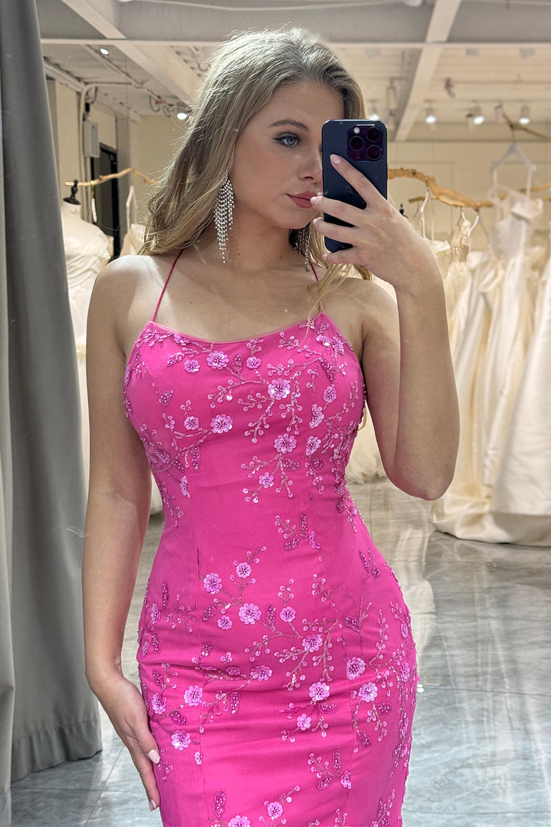 Load image into Gallery viewer, Fuchsia Mermaid Long Prom Dress With Appliques