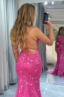 Load image into Gallery viewer, Fuchsia Mermaid Long Prom Dress With Appliques