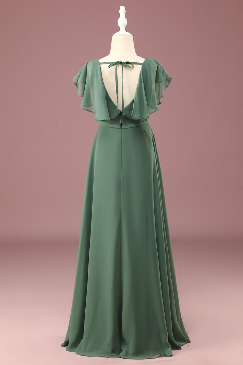 blue dress for baby girl Queendancer Women A-line Eucalyptus Chiffon Long Cap Sleeve Junior Bridesmaid  Dress – queendanceruk