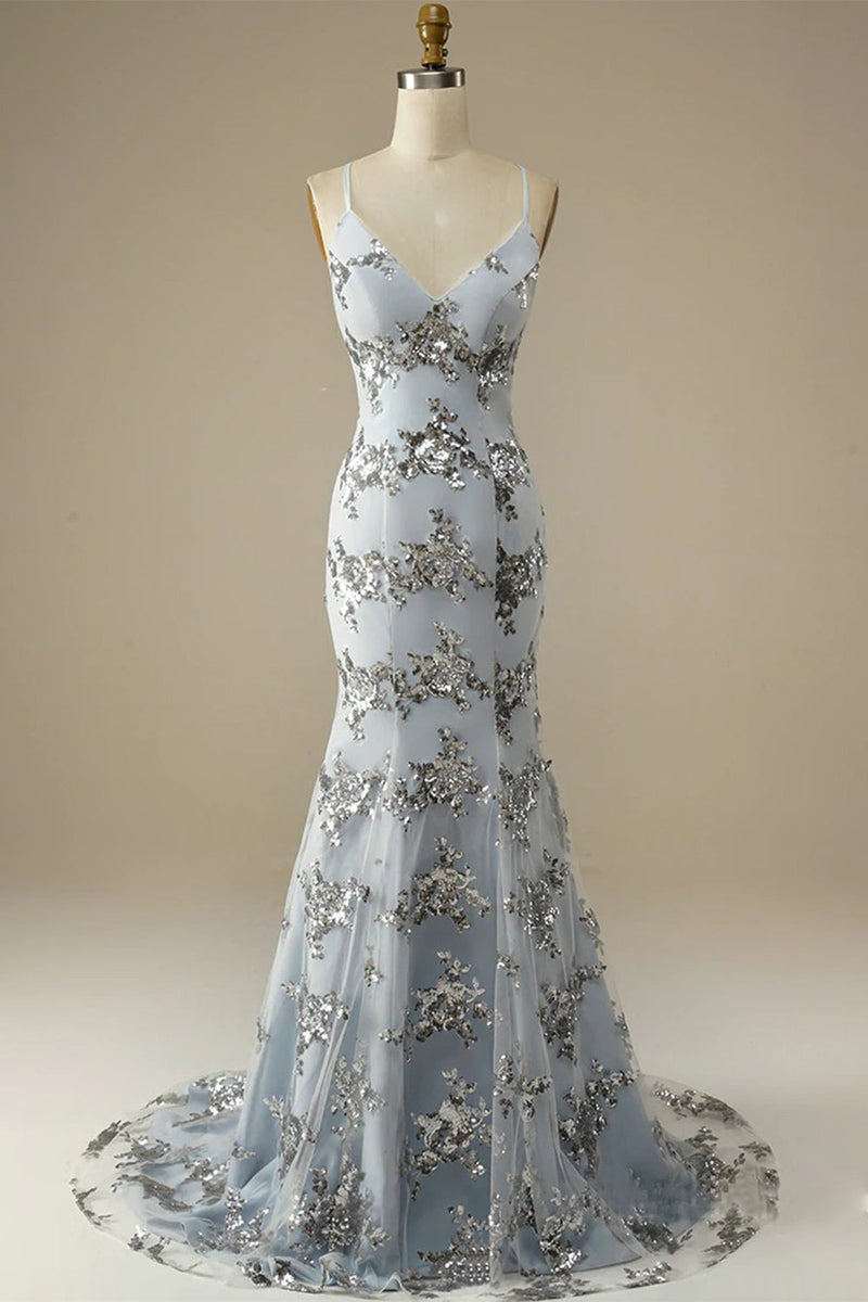 Load image into Gallery viewer, Beaded Backless Spaghetti Straps Prom Dress